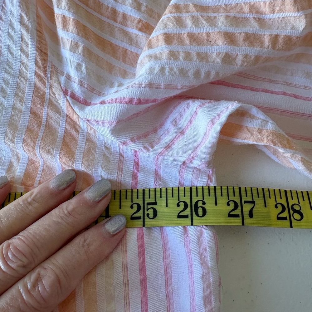 CJ Banks Stripe Cotton Size 2X 3/4 Sleeves Button V-Neck Grandmacore Pastel Boho - Picture 10 of 11